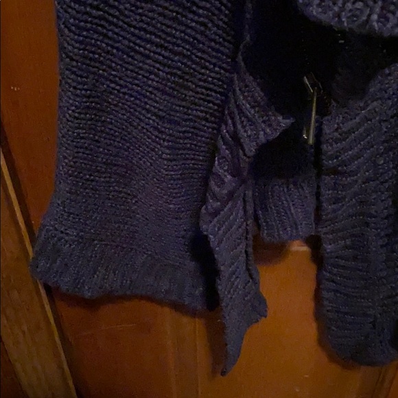 Navy cardigan with faux leather sleeves - Picture 7 of 10